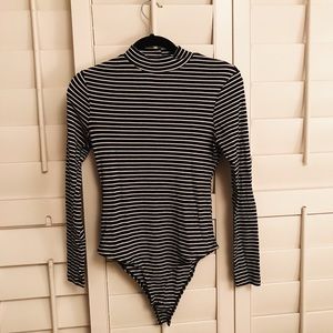 Striped Turtleneck Bodysuit